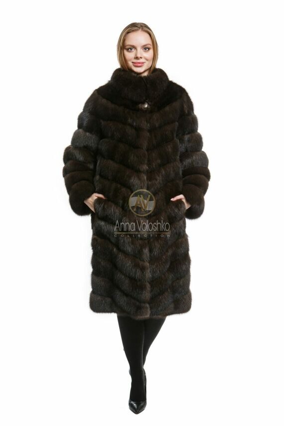 Соболиное пальто женское, размер 46